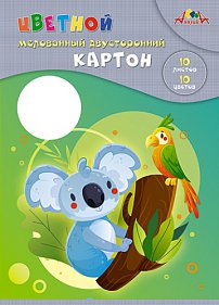 Картон цветной А4 10цв 10л 2-х сторон мелов Друзья Апплика