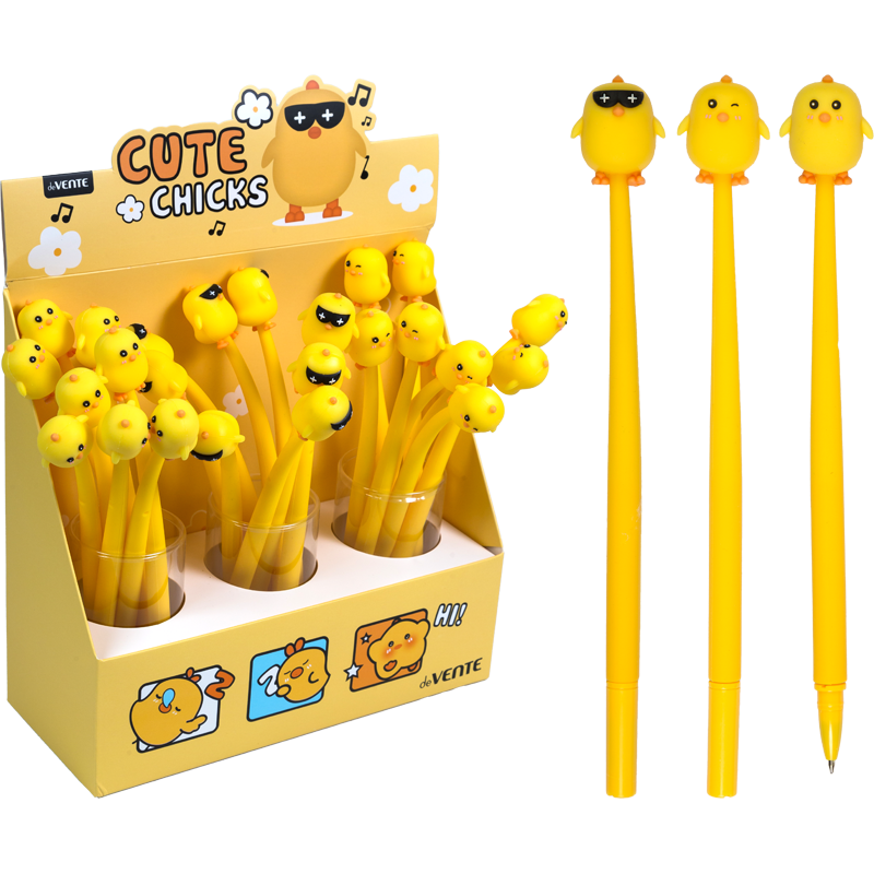 Ручка шар синяя 0,7мм силикон Cool Chicken deVente /24