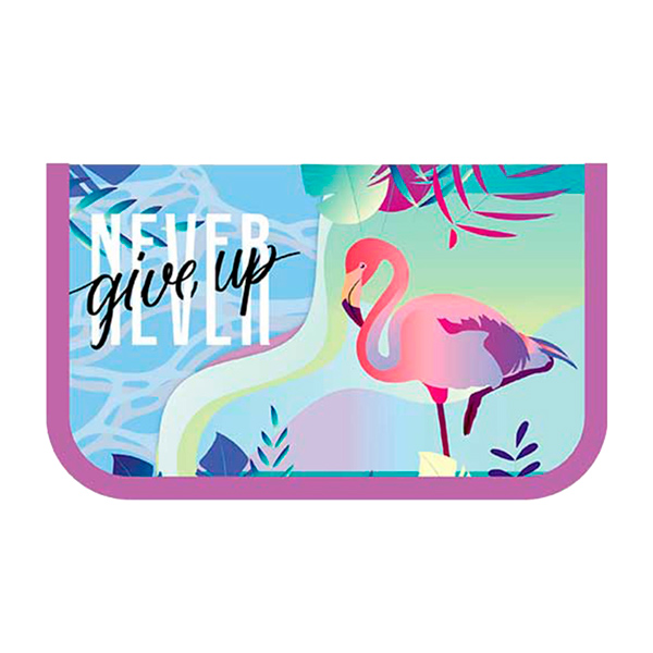 Пенал 200*130мм 1отд с 2-мя откид. планк. печать на ткани Never Give