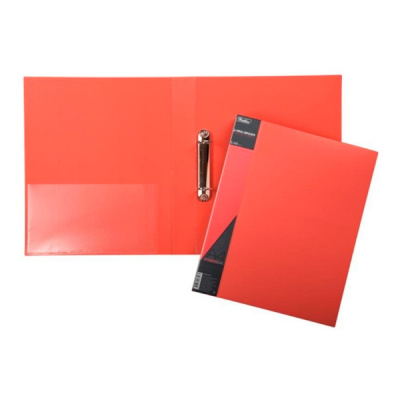 Папка пласт.на 2-х кольцах А4 25мм.Standard Красная Hatber