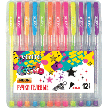 Ручки гел 12цв 0,8мм флуоресц Neon Cosmo Fluo DeVente //12