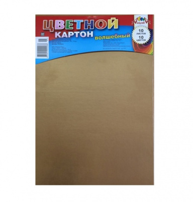 Картон цветной А4 10л 8цв Волшебный Обечайка